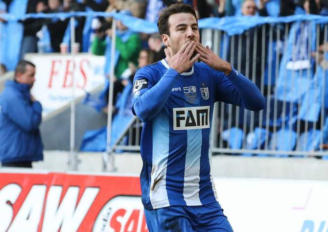 Christian Beck jubelt nach Tor für Magdeburg