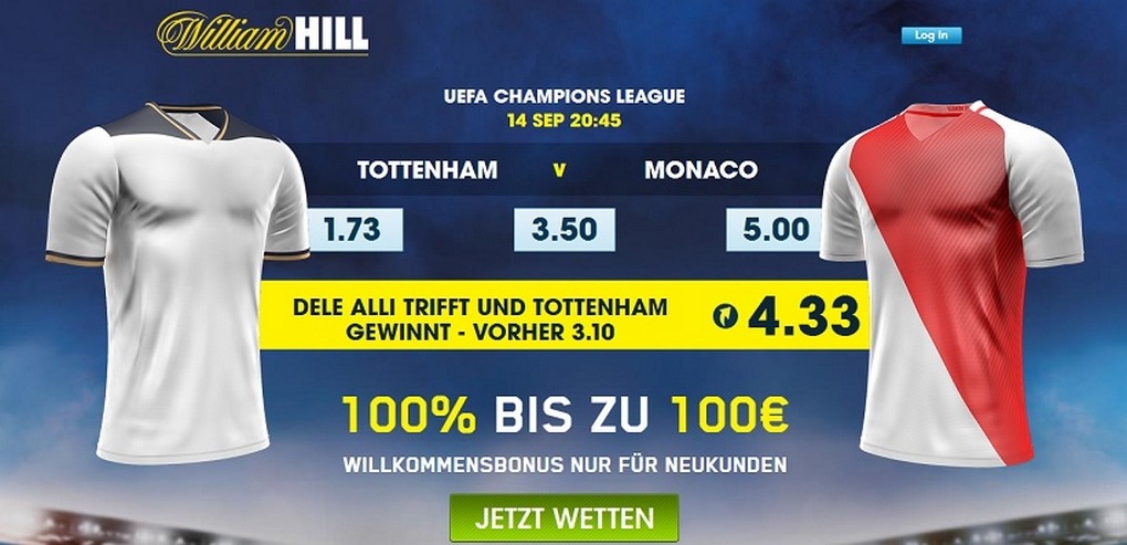 Screenshot Quoten Tottenham Monaco