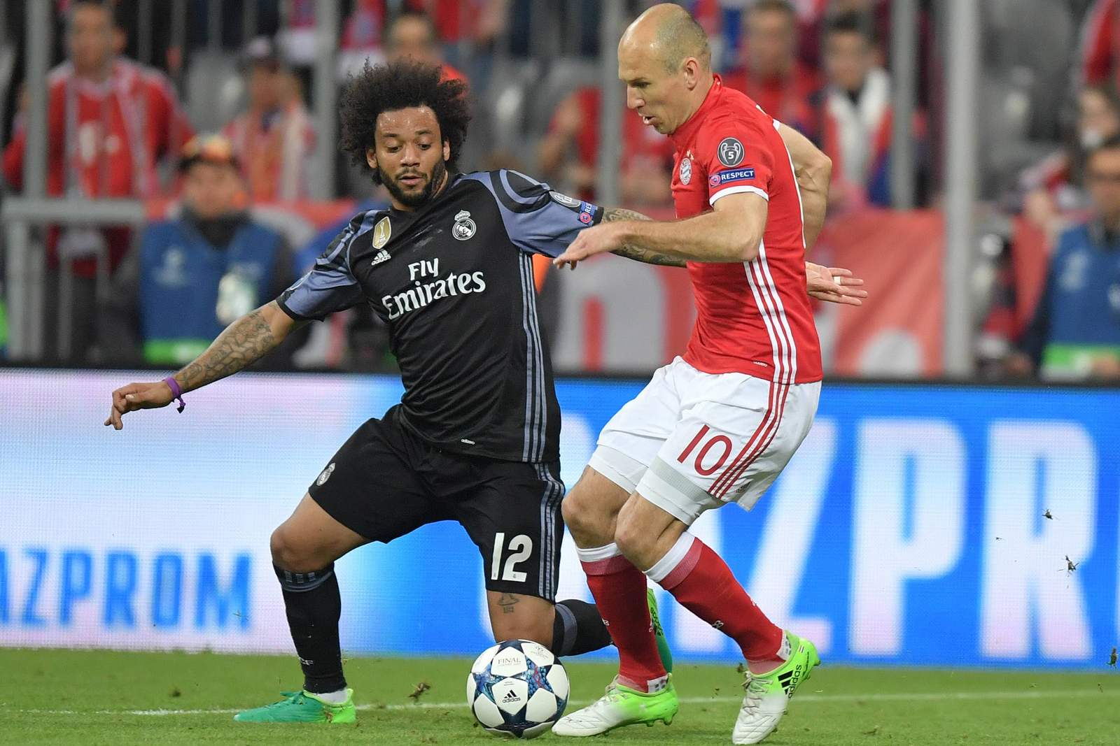 Marcelo gegen Arjen Robben. Jetzt auf die Partie Real gegen Bayern wetten