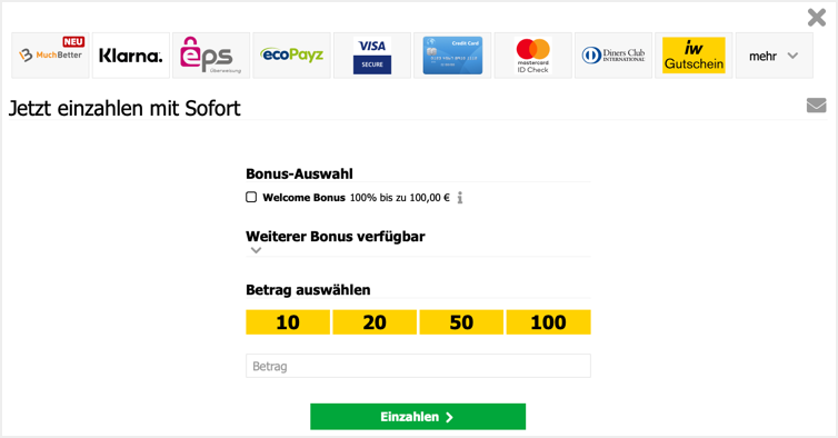 Einzahlung bei Interwetten