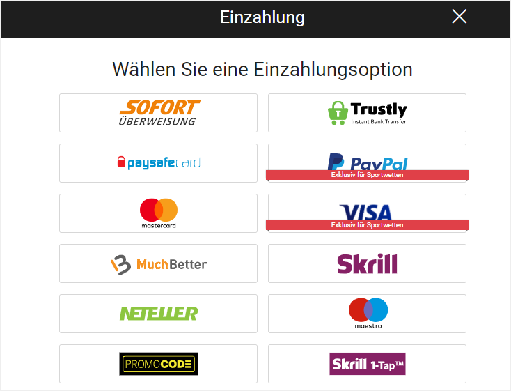Zahlungsmethoden bei bwin