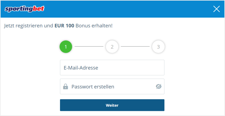 Die Registrierung bei Sportingbet