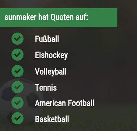 Sportarten bei sunmaker