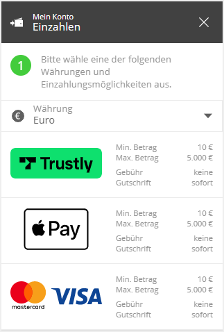 Einzahlung bei Neo.bet