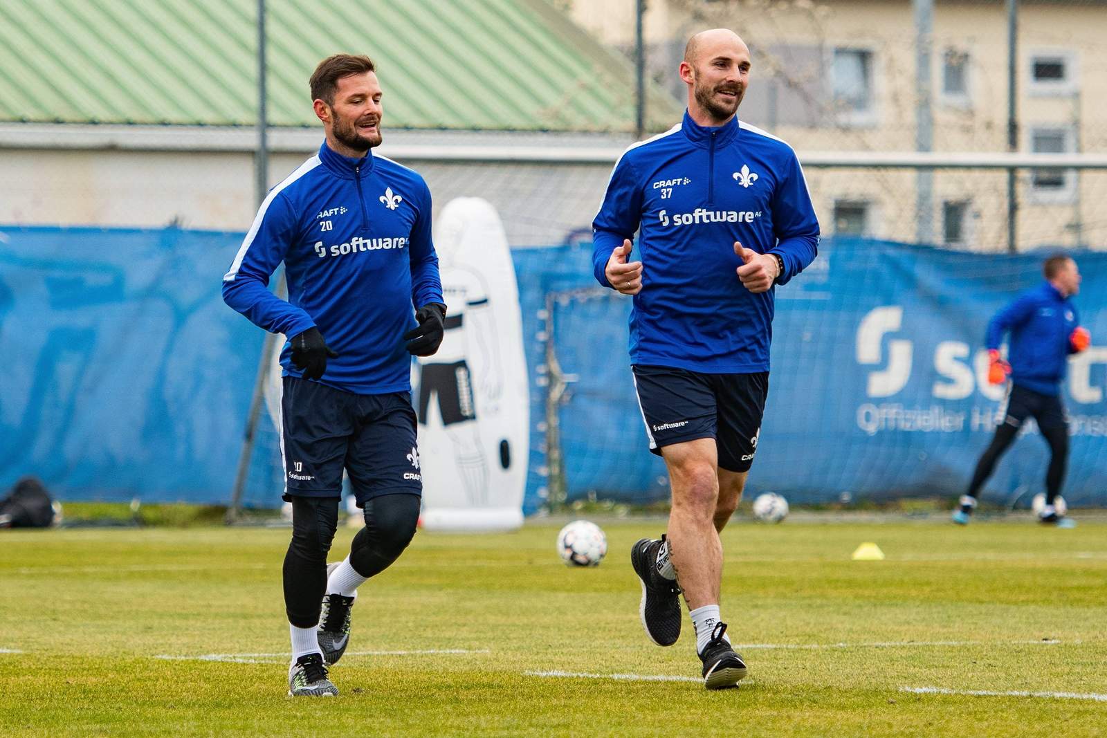 2. bundesliga, darmstadt 98, marcel heller, patrick herrmann Marcel Heller (l.) und Patrick Herrmann im Training.