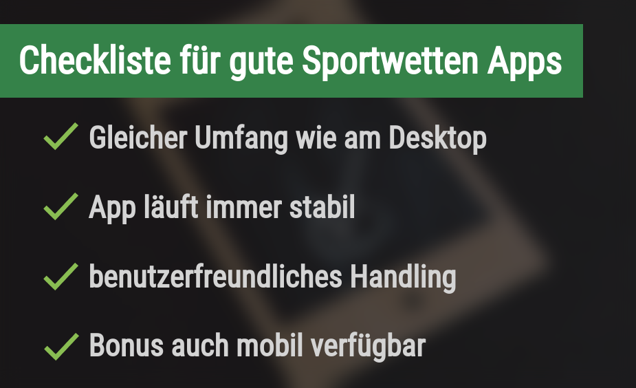 Checkliste für Sportwettenapps