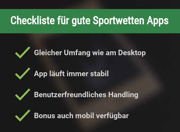 Checkliste für Sportwettenapps