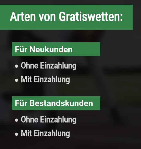 Arten von Gratiswetten