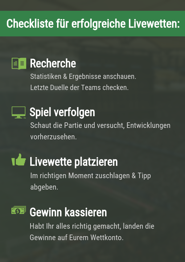 Checkliste für Livewetten