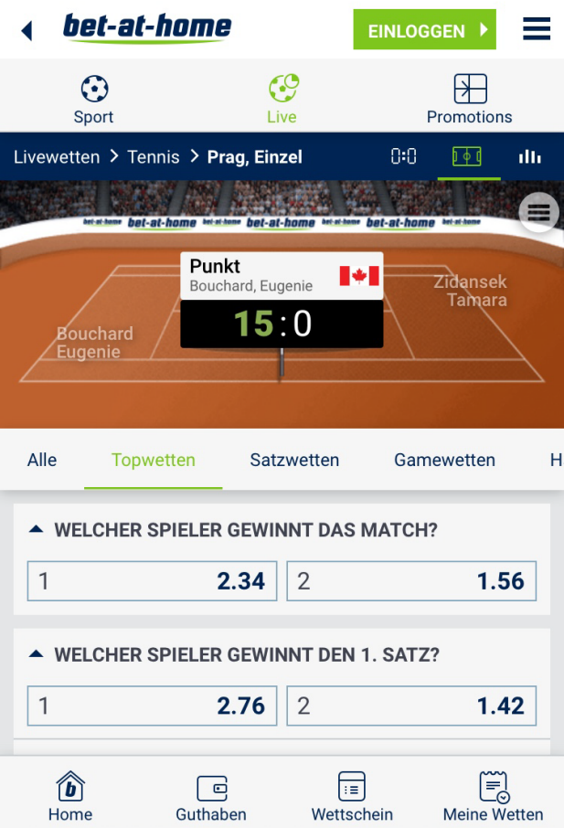 Tennis Wetten Statistiken bet-at-home