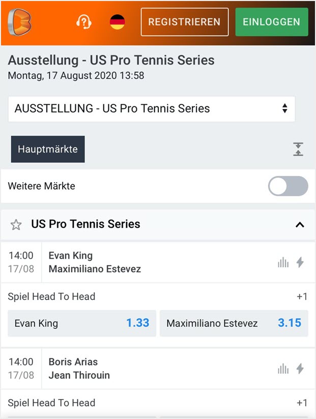 Tenniswetten bei betano