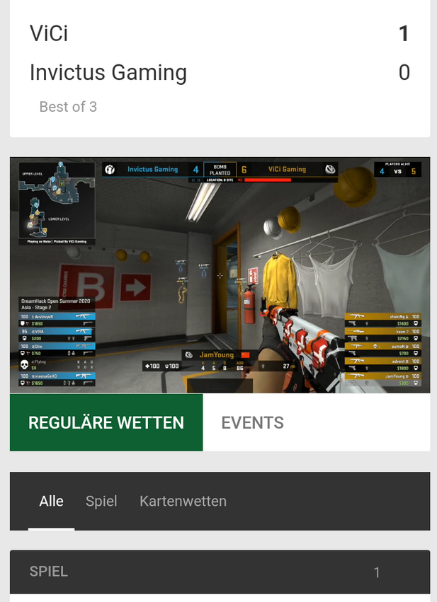 eSports Livestream bei Unibet