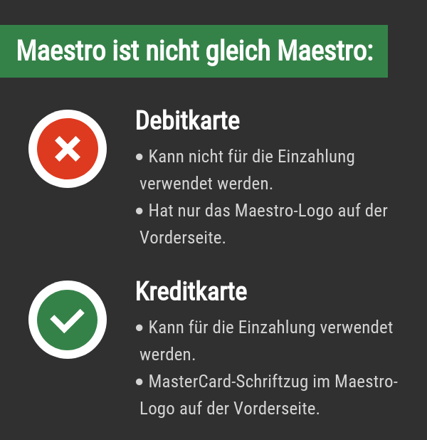 Maestro Debit vs Kreditkarte