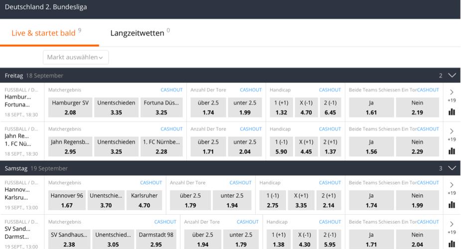 betsson Screenshot 2. Bundesliga Wetten