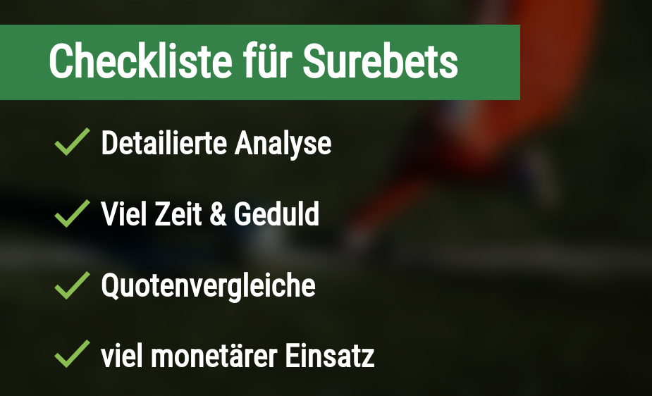 Checkliste für Surebets