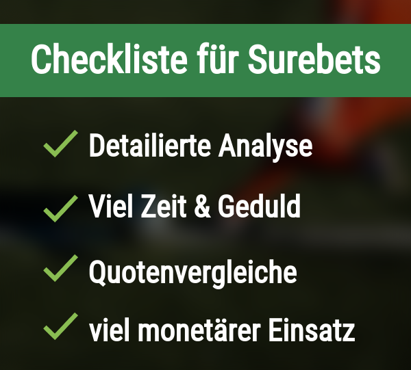 Checkliste für Surebets