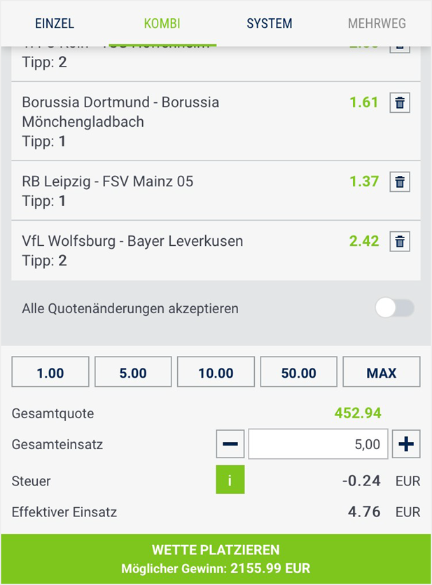 Kombiwetten bei bet-at-home