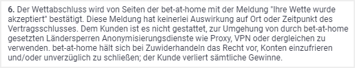 Die AGB von bet-at-home verbieten VPN.