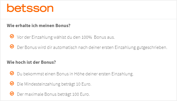 Einzahlungsbonus von betsson