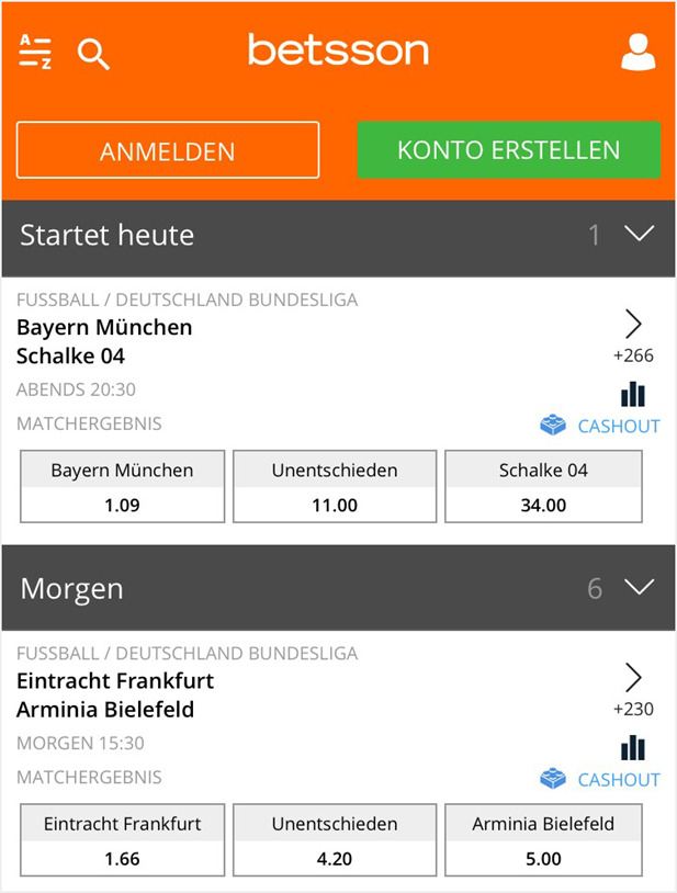 Cashout bei betsson