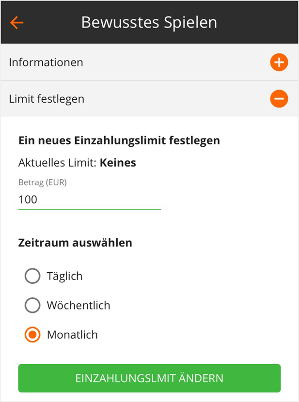Einzahlungslimits bei betsson festlegen