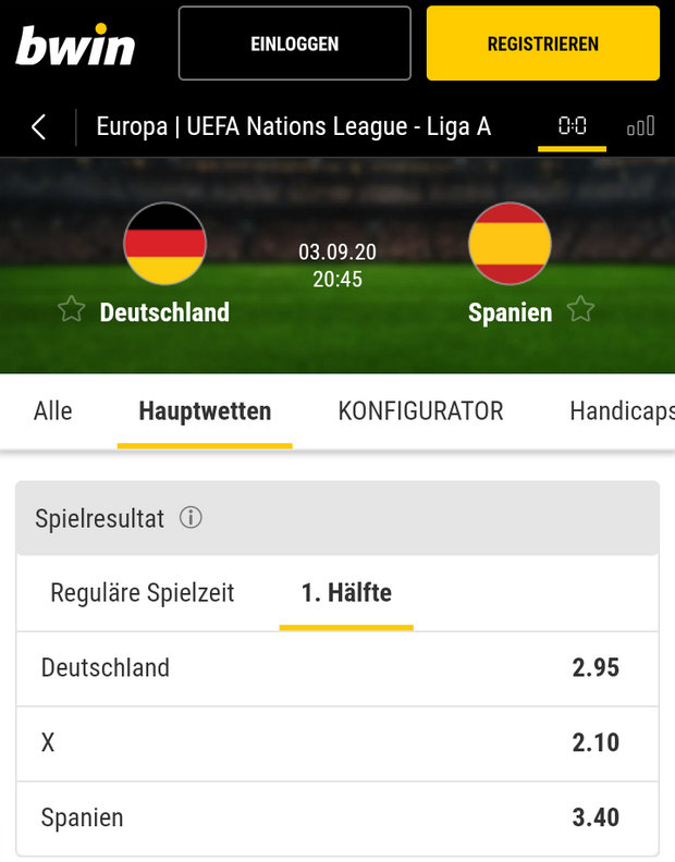 Halbzeitwette bei bwin