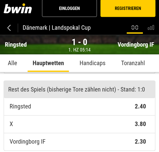 Restzeitwette bei bwin