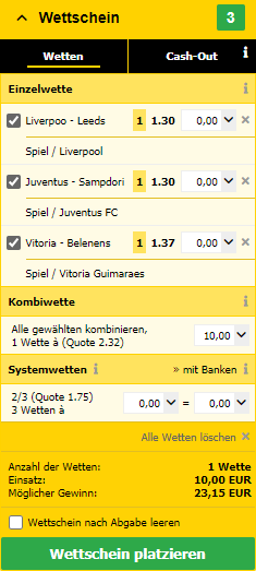 Favoritenkombi bei Interwetten