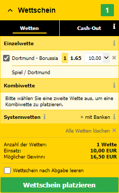 Einzelwette bei Interwetten