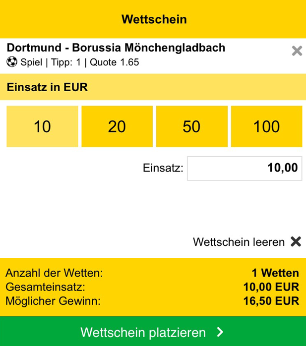 Einzelwette bei Interwetten