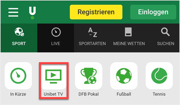 Livestreams bei Unibet.