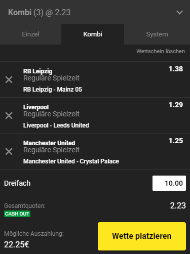 Wettschein Unibet