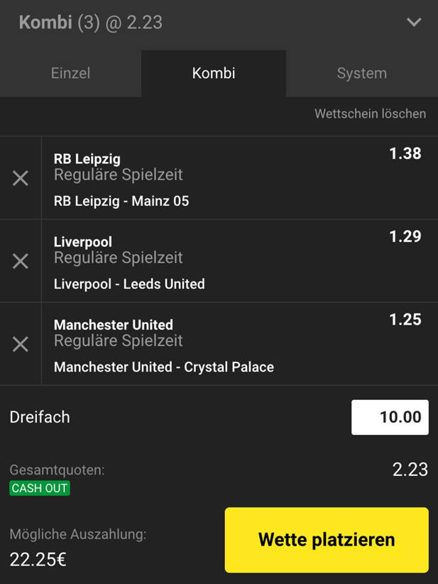 Wettschein Unibet