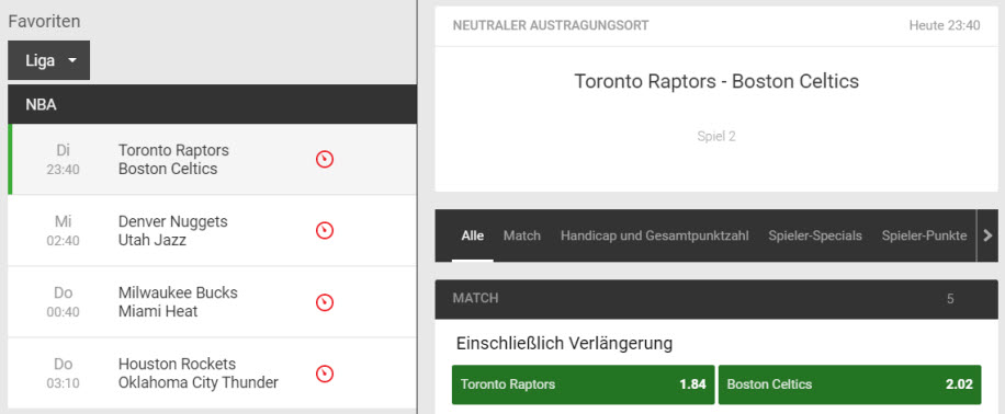 Basketball Tendenzwette bei Unibet