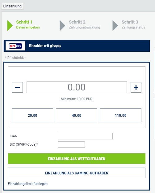 giropay Einzahlung bei bet-at-home
