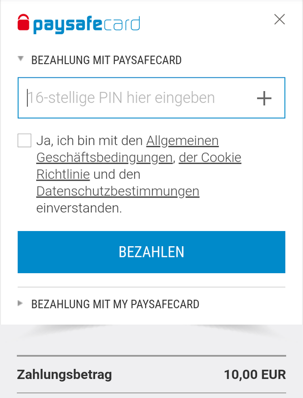 Einzahlung mit paysafecard bei bet-at-home