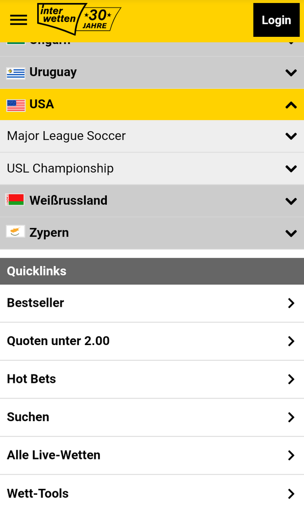 Sportwetten mit Quicktipps bei Interwetten