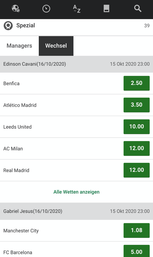 Transfer Wetten Unibet