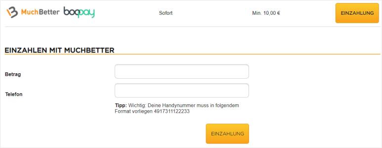 Einzahlung bei Bet3000