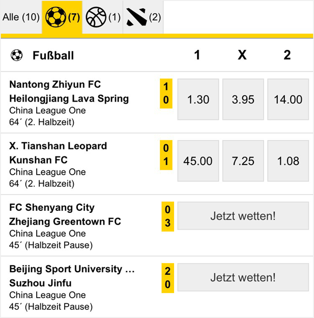 Live Fußball Wetten bei Interwetten