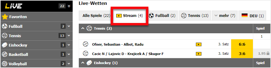 Livestreams bei Interwetten