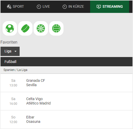 Livestreaming bei Unibet