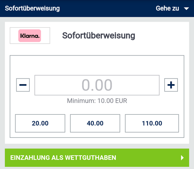 Klarna Einzahlung bei bet-at-home