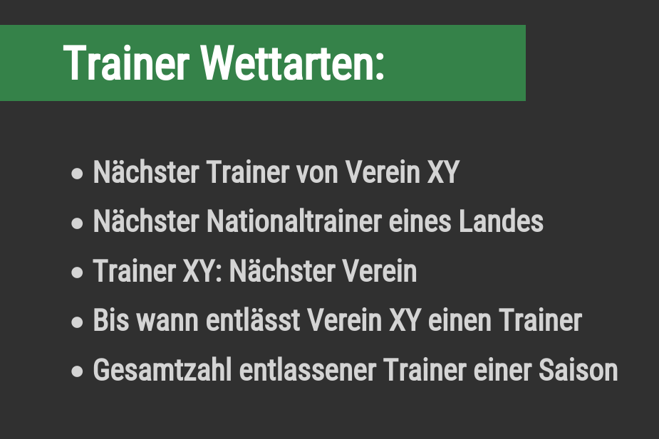 Wettarten bei Trainer Wetten